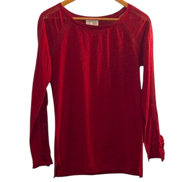 Zara Tops - Zara Red Long Sleeve 100% Linen Top Medium